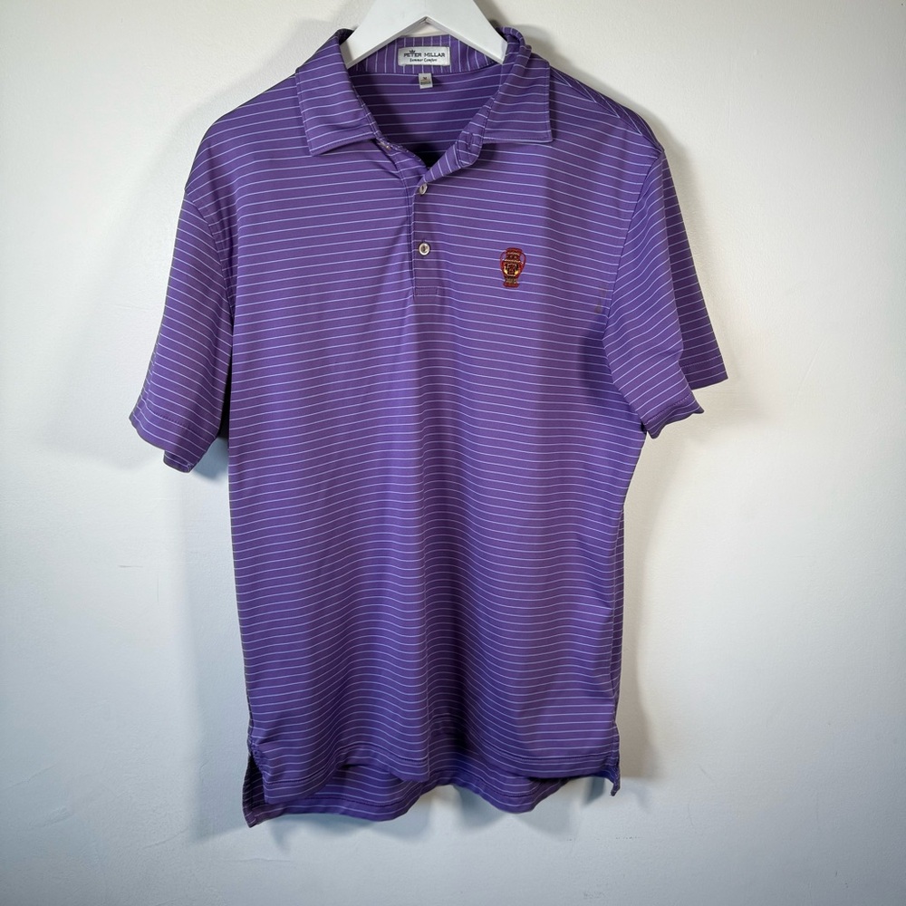 Peter Millar Summer Comfort Purple & Blue Striped Polo Shirt Men’s Medium